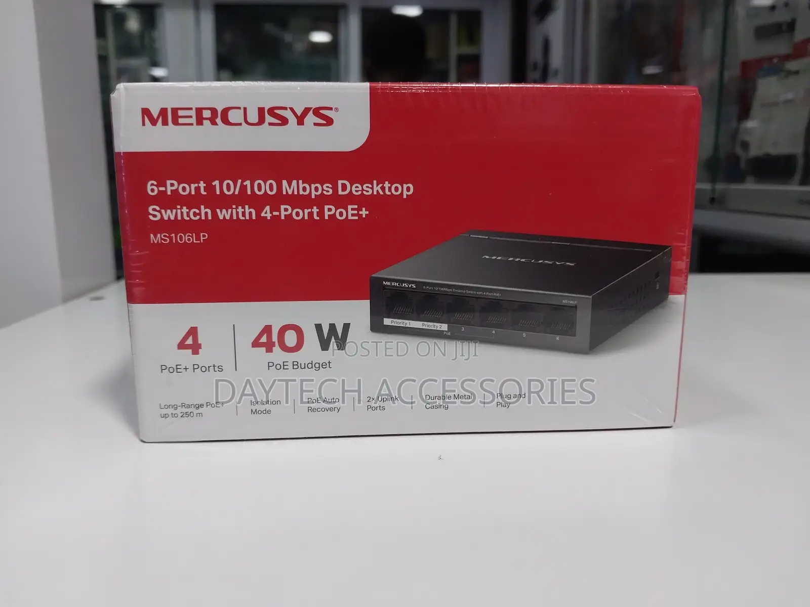 Mercusys 6 Port 10/100mbps Desktop Switch With 4 Poe+ Ports 40w Poe.