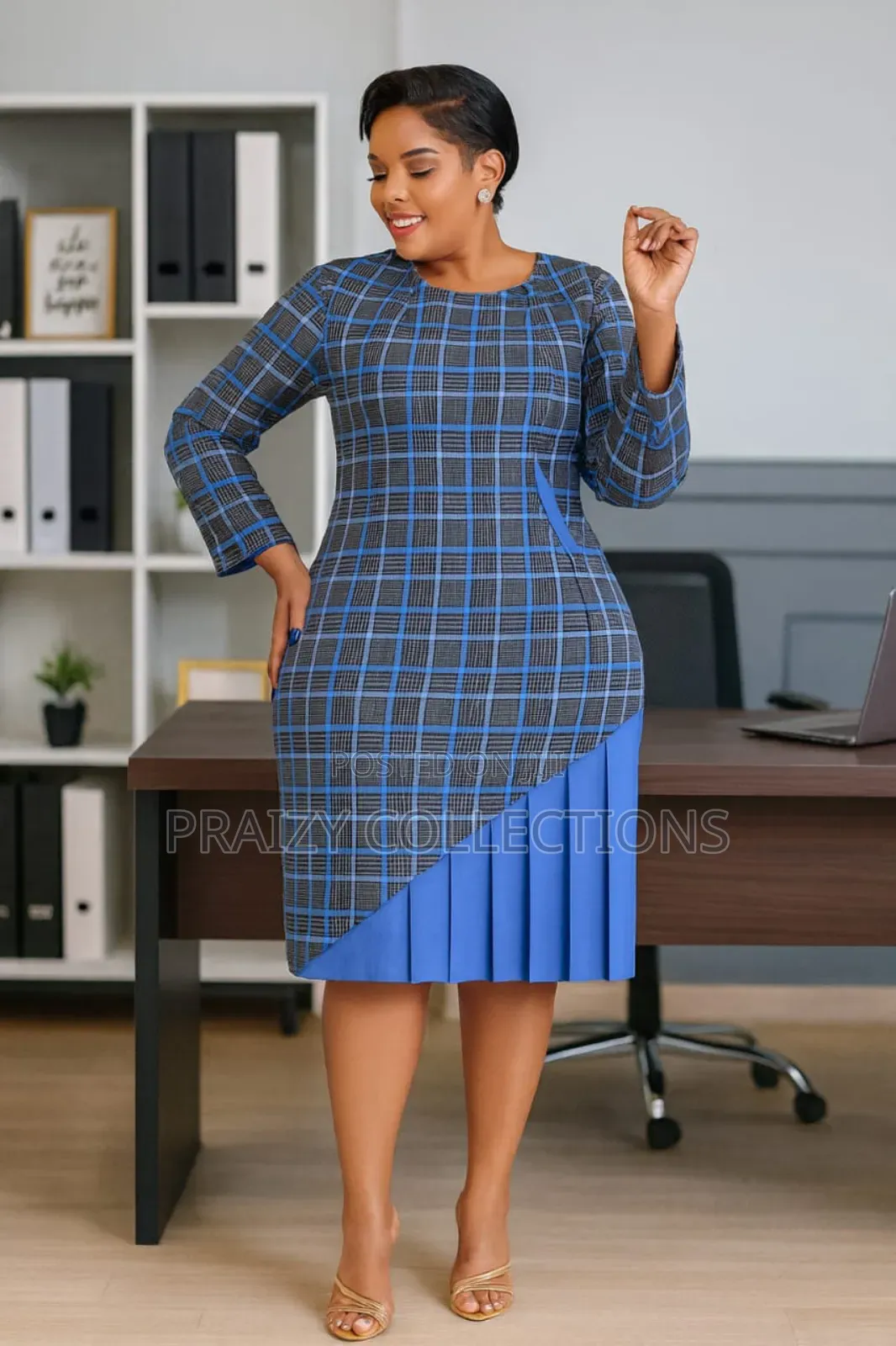 Elegant Plaid Midi Dress