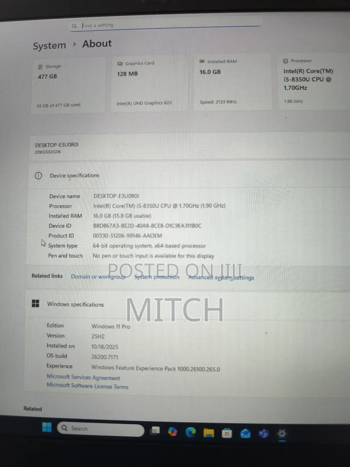 Laptop Lenovo ThinkPad T14 8GB Intel Core I7 SSD 512GB