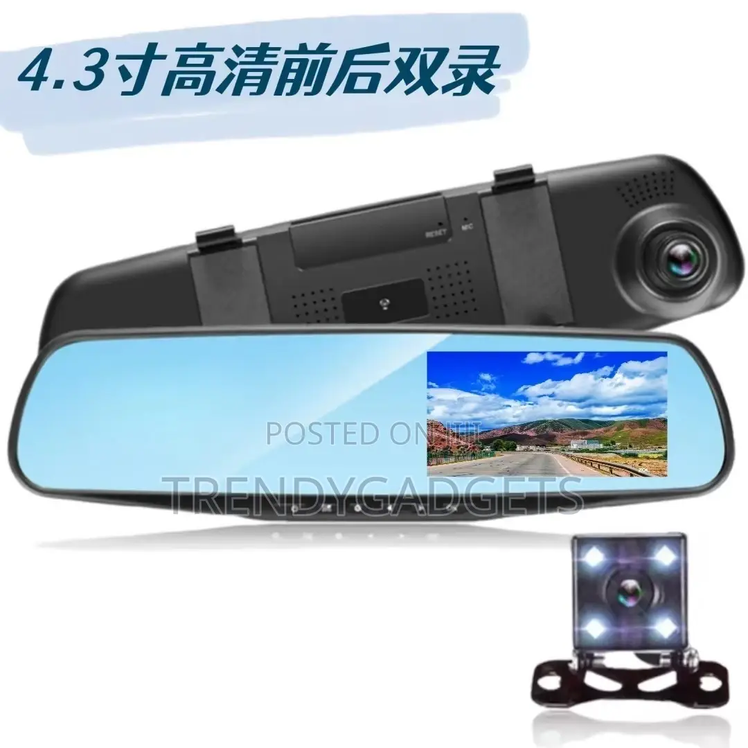 Dual Lens 1080p Car Mirror DVR With Parking Mode Loop Recording