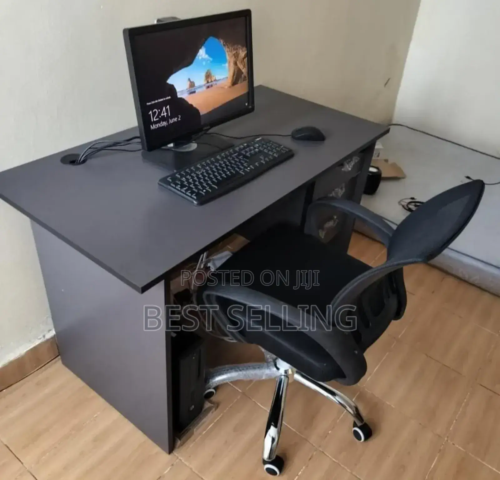 Dark Office Desk and Chair