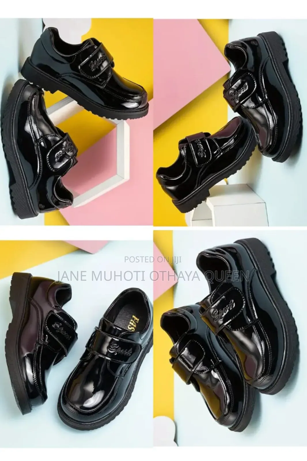  *Trendy Unisex Black Oxford Leather School Shoes