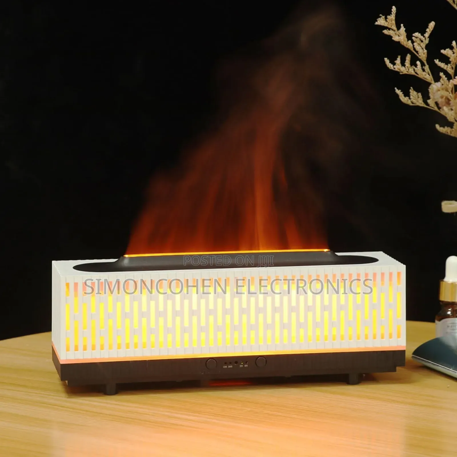 White Stripped 3d Flame Humidifier / Diffuser