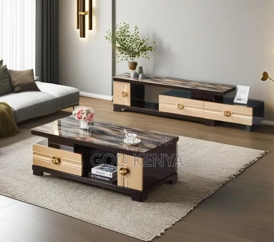 Home Tv Table Set; Modern Wooden Coffee Table With Tv Cabinet For Home