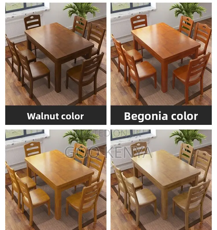 Home Dining Set; Wood Mahogany Dining Set of 6 With Rectangular Table