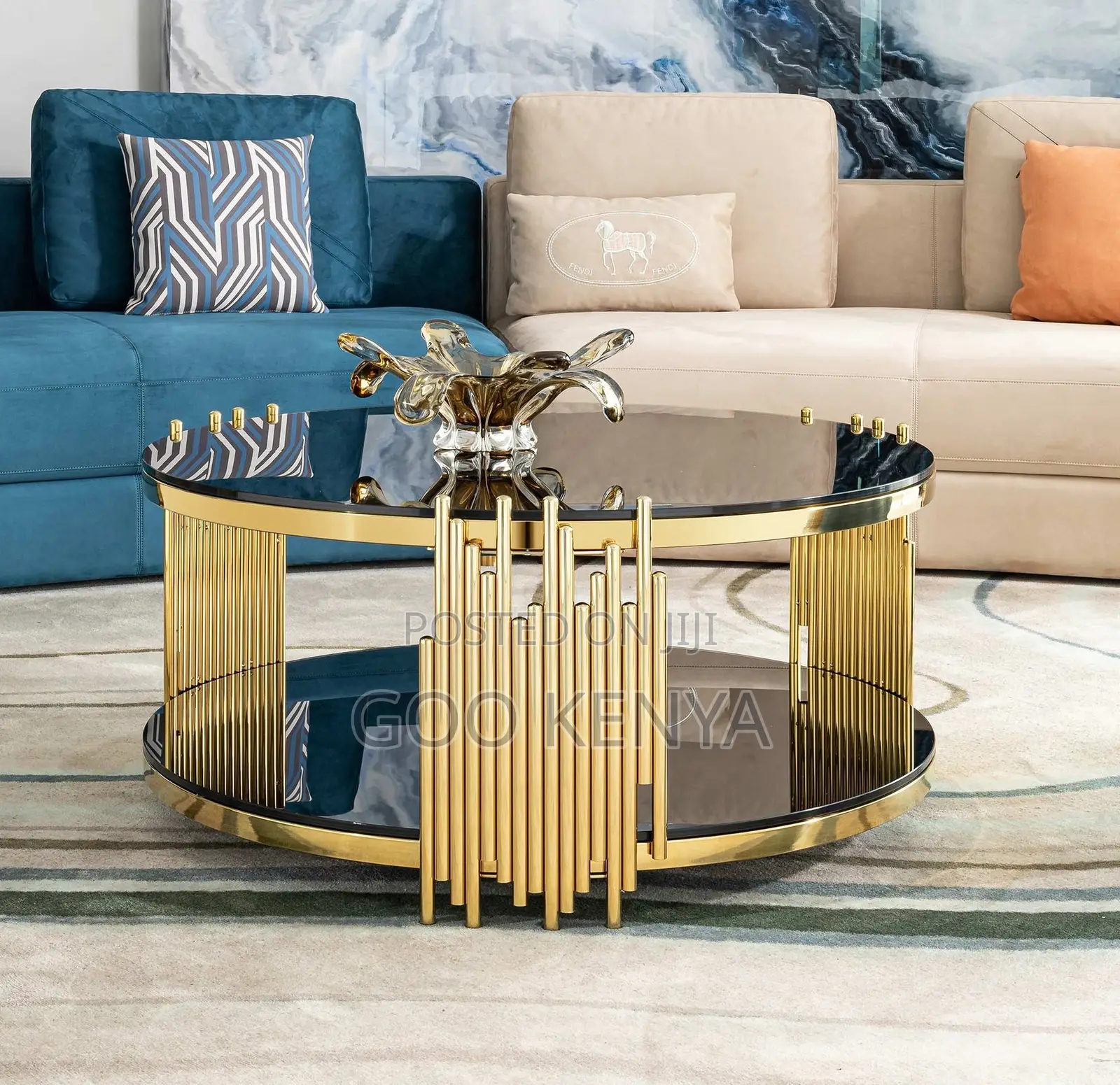 Home Table;Sophisticated Black Gold Coffee Table for Luxury Interior