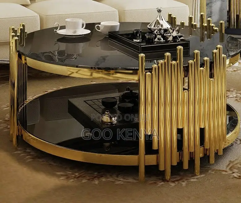 Home Table;Sophisticated Black Gold Coffee Table for Luxury Interior