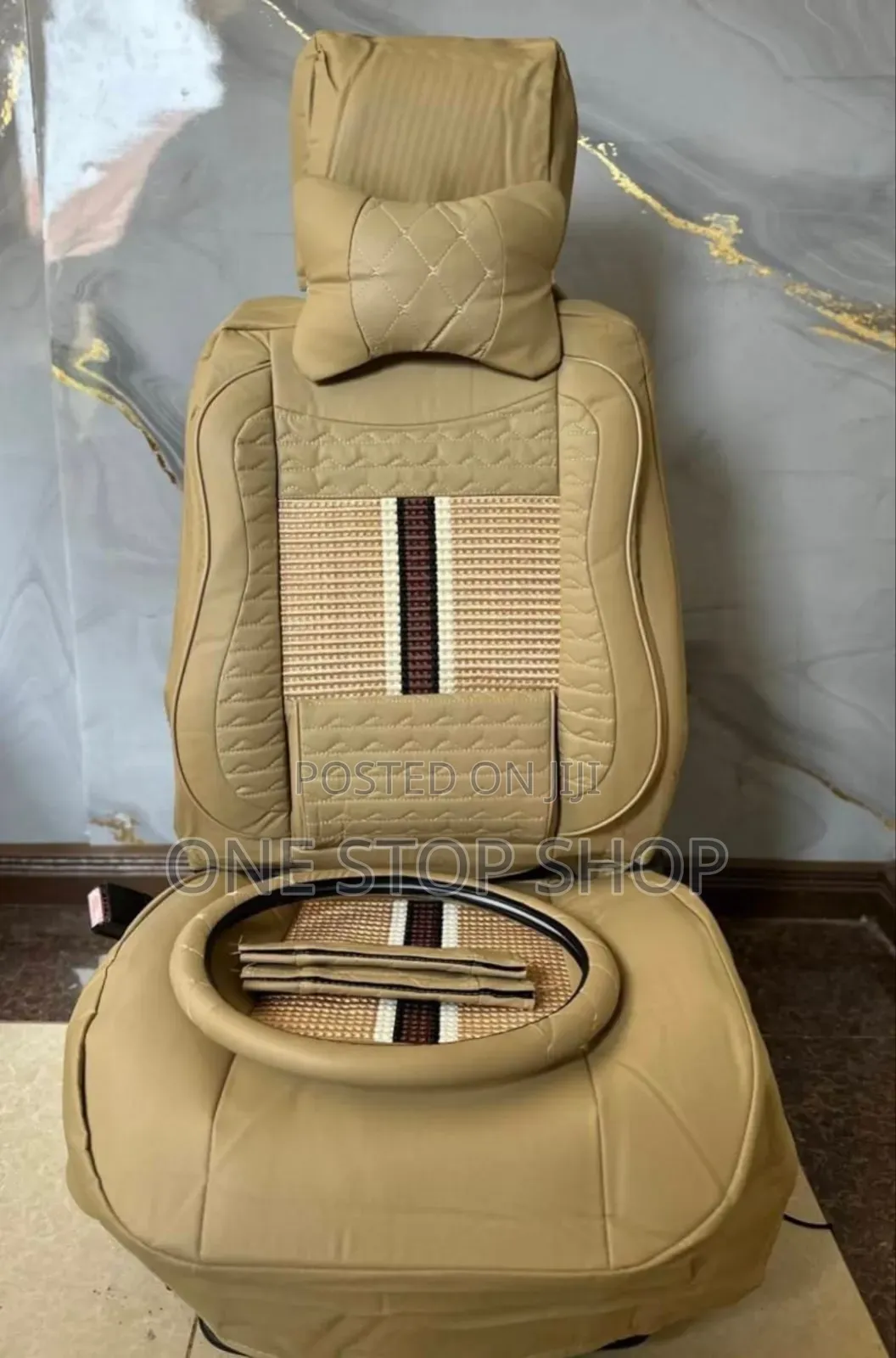 Baije Universal Fit 5 Seater Seat Cover +Steering Cover+Neck Pillow