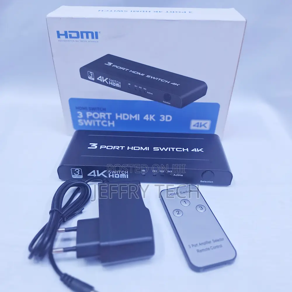 Powered Remote Controlled 3 to 1 Hdmi Switch With Remote 3 Input 1 Out