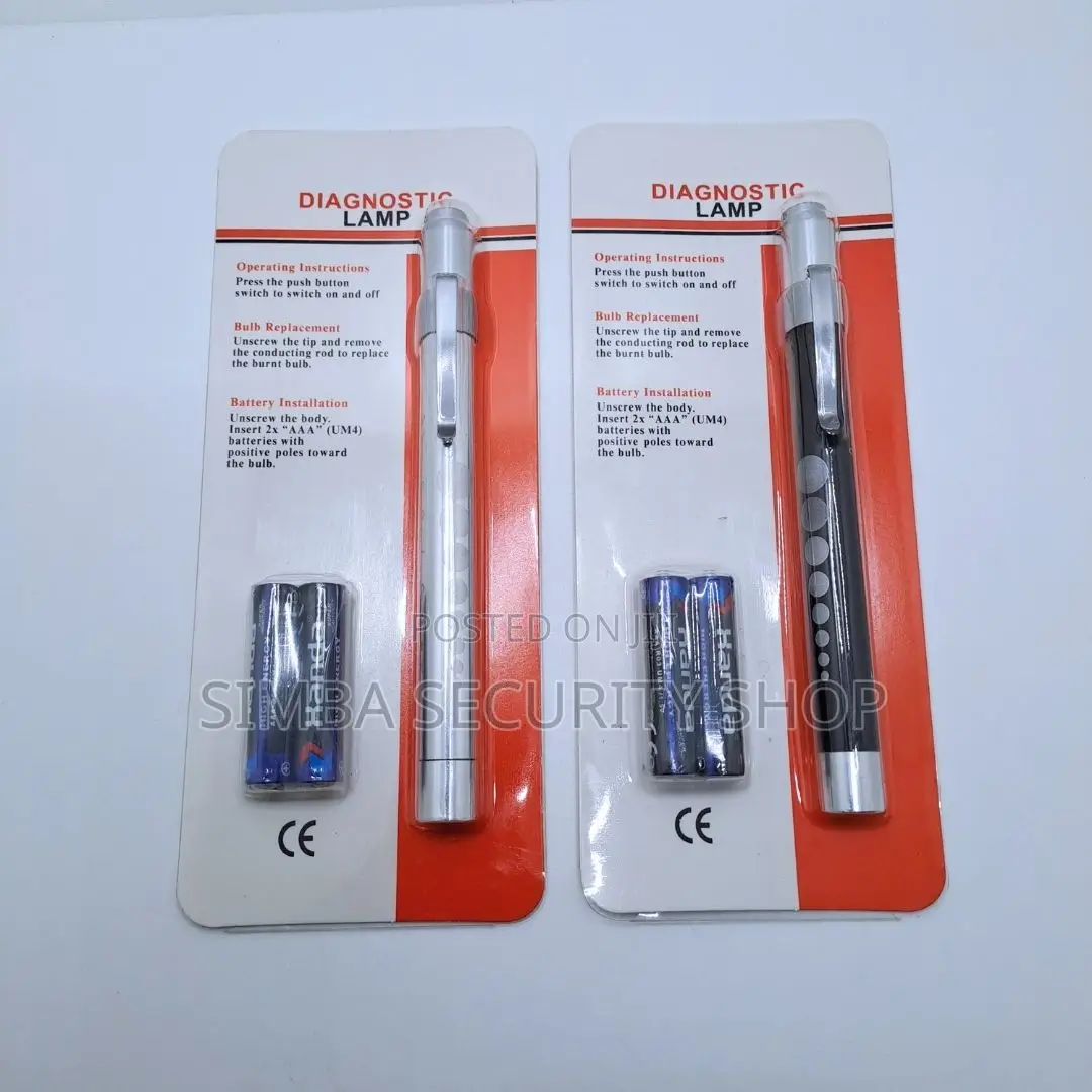 Diagnostic Lamp Medical Pen Torch Light With Battery Black Silver Aaa