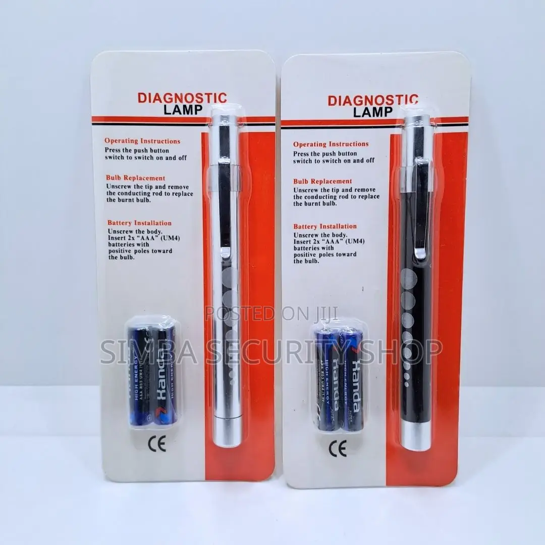 Diagnostic Lamp Medical Pen Torch Light With Battery Black Silver Aaa