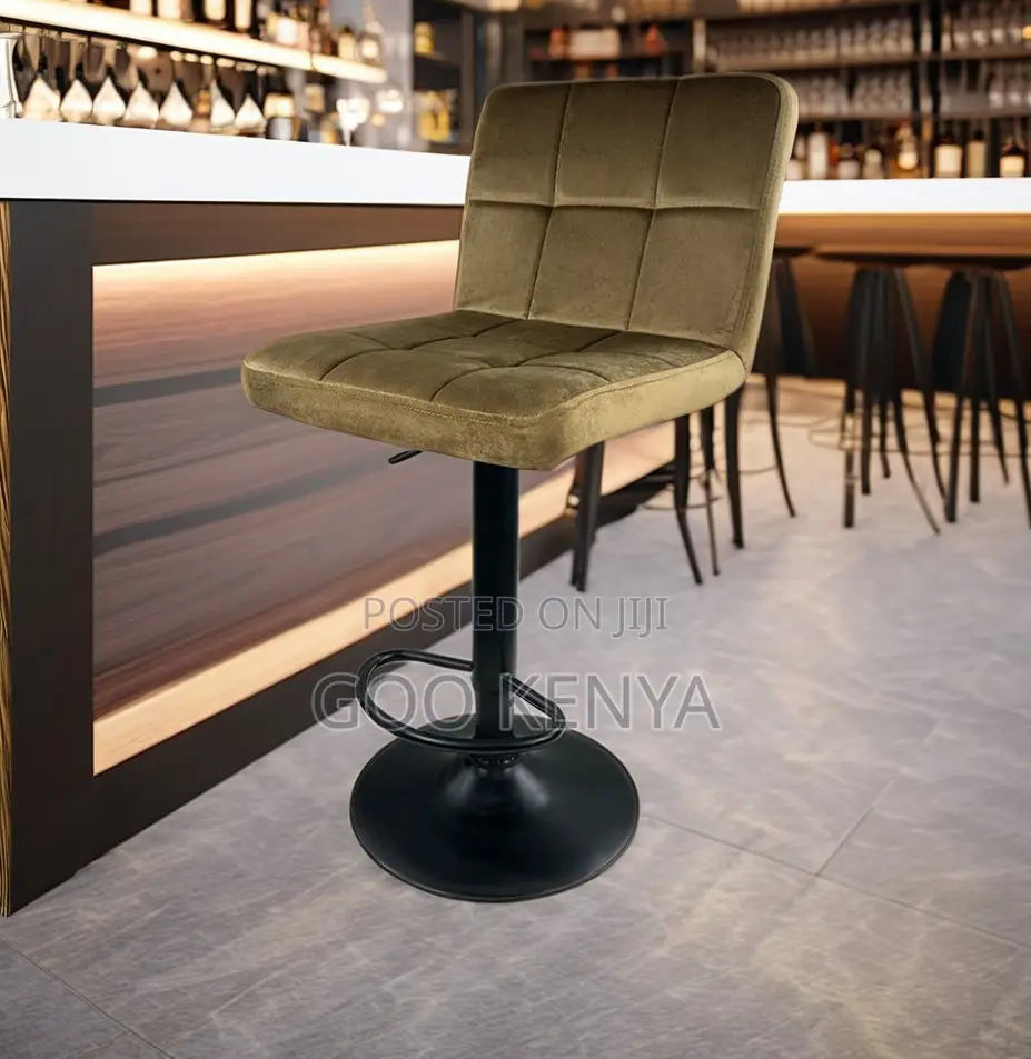 Home Bar Stool; Ergonomic Adjustable Swivel Bar Chair in Black