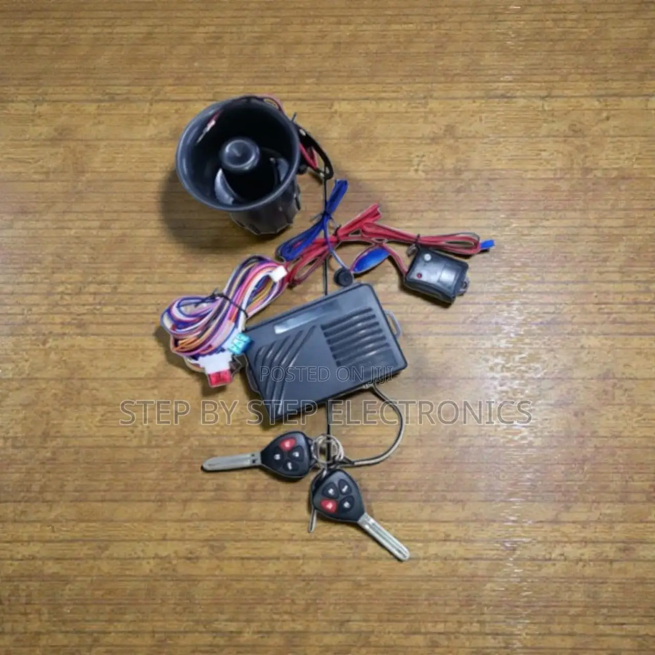 Car Security System Kit With Two Flip Keys, Siren and Smart Sensors