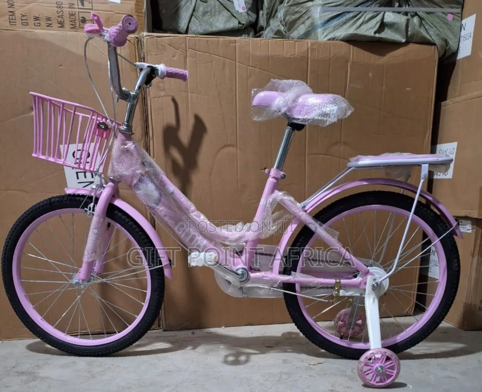 Bmx Bike Size 20 With Training Wheels, Bell, Adjustable Seat & Basket