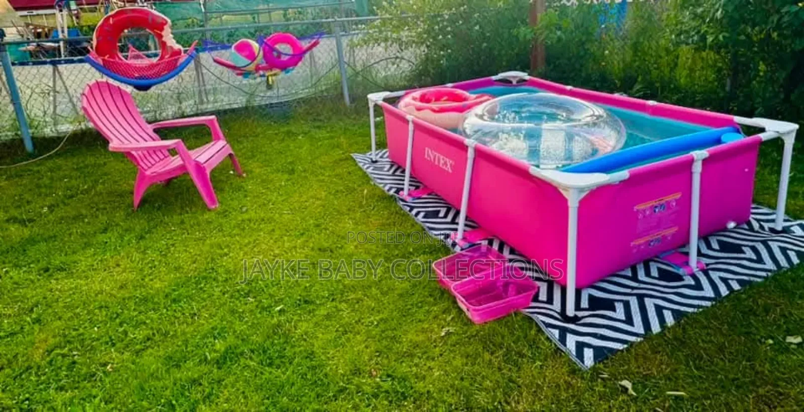 Intex 2.2m Pink Rectangular Frame Pool