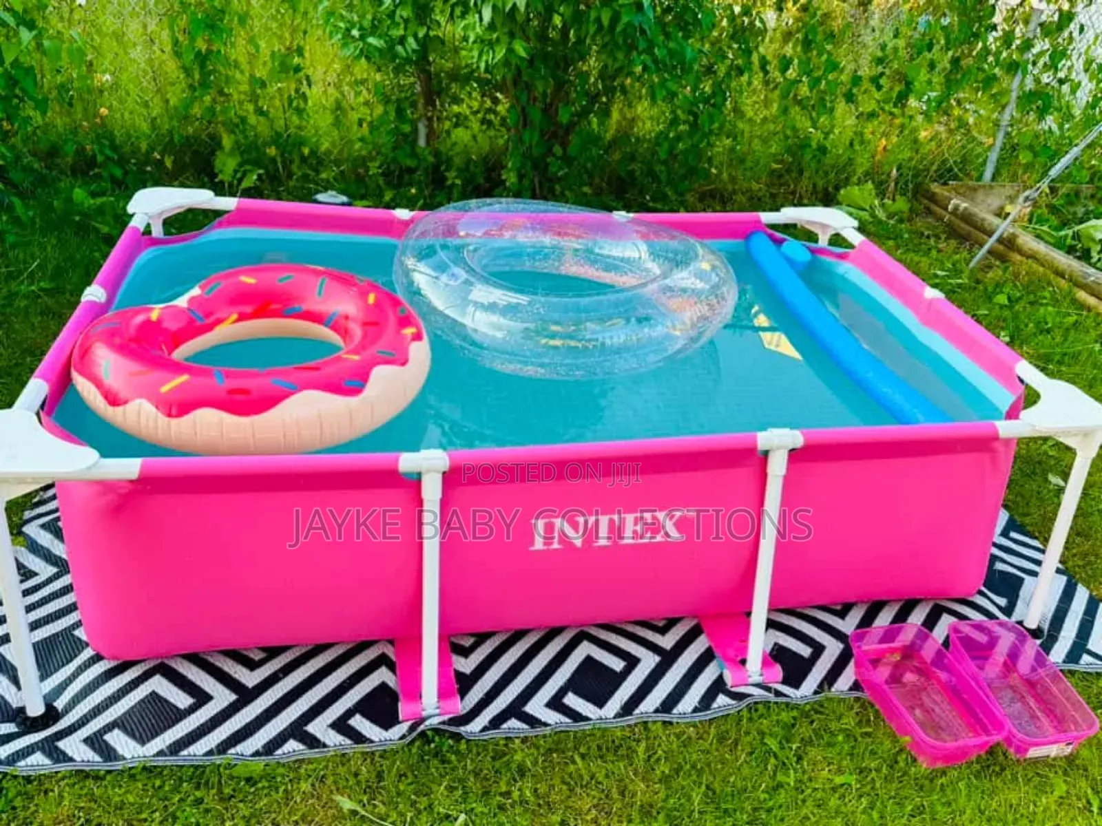 Intex 2.2m Pink Rectangular Frame Pool