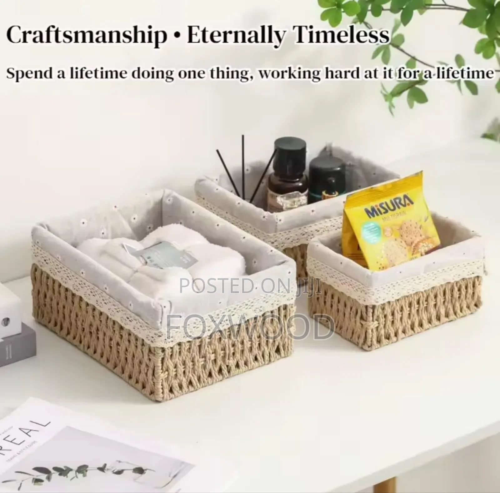 3 in 1 Hand Wooven Rattan Storage Baskets