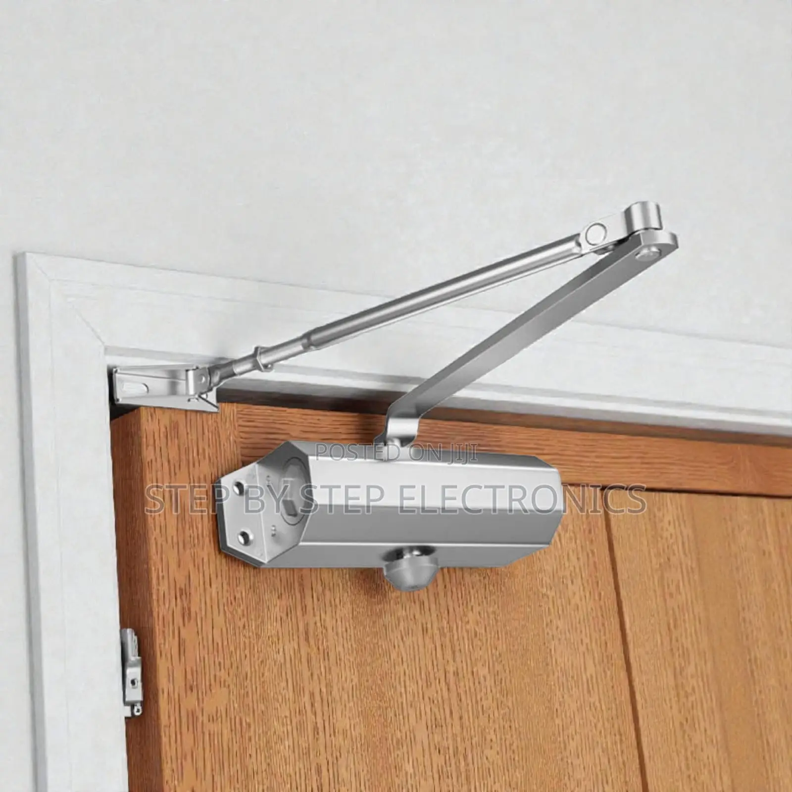 Premium Aluminum Door Closer 180° Opening Auto Close Silver Finish