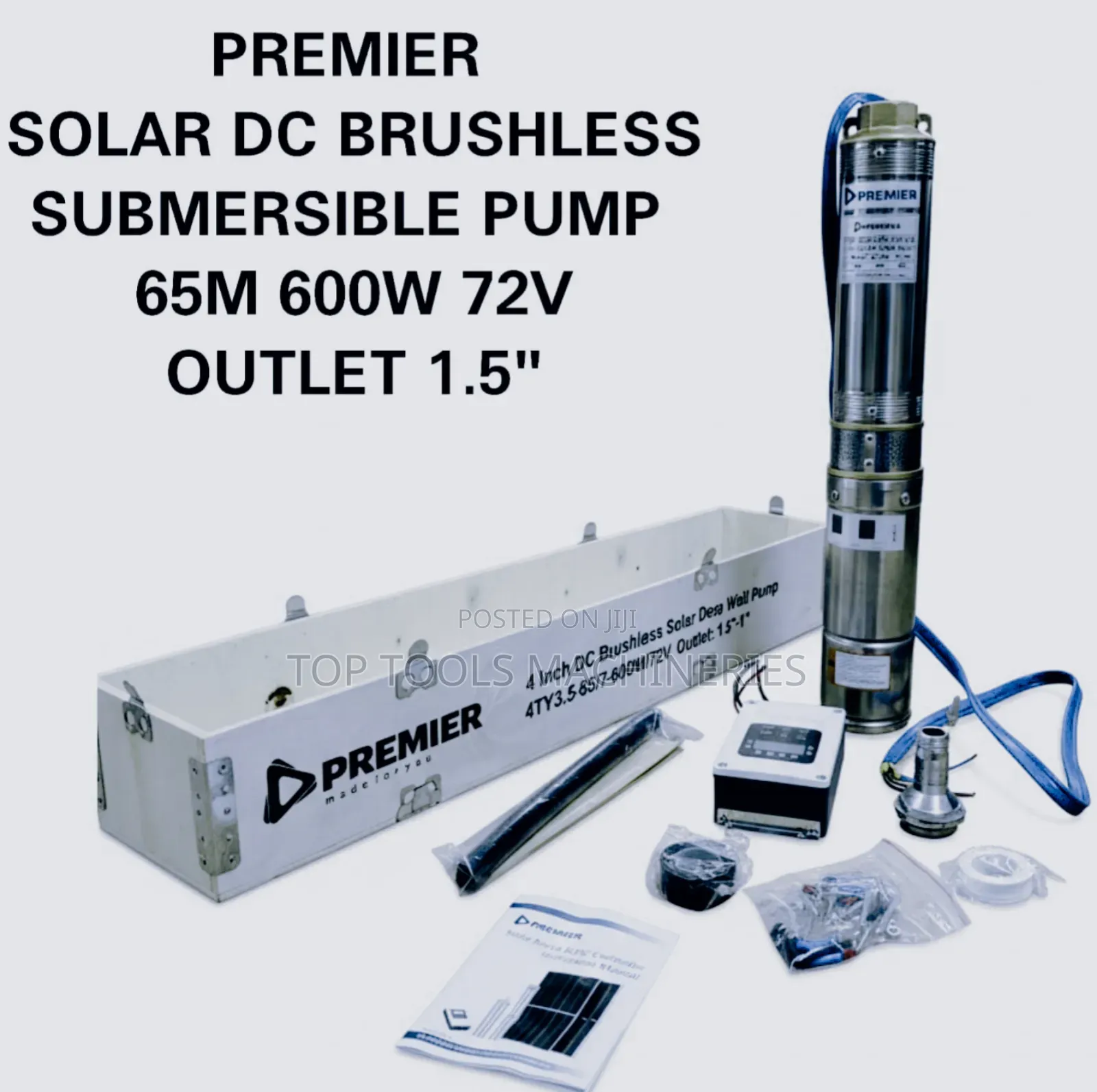Premier Dc Brushless Submersible Pump 65m Head 600watts 72v With Box