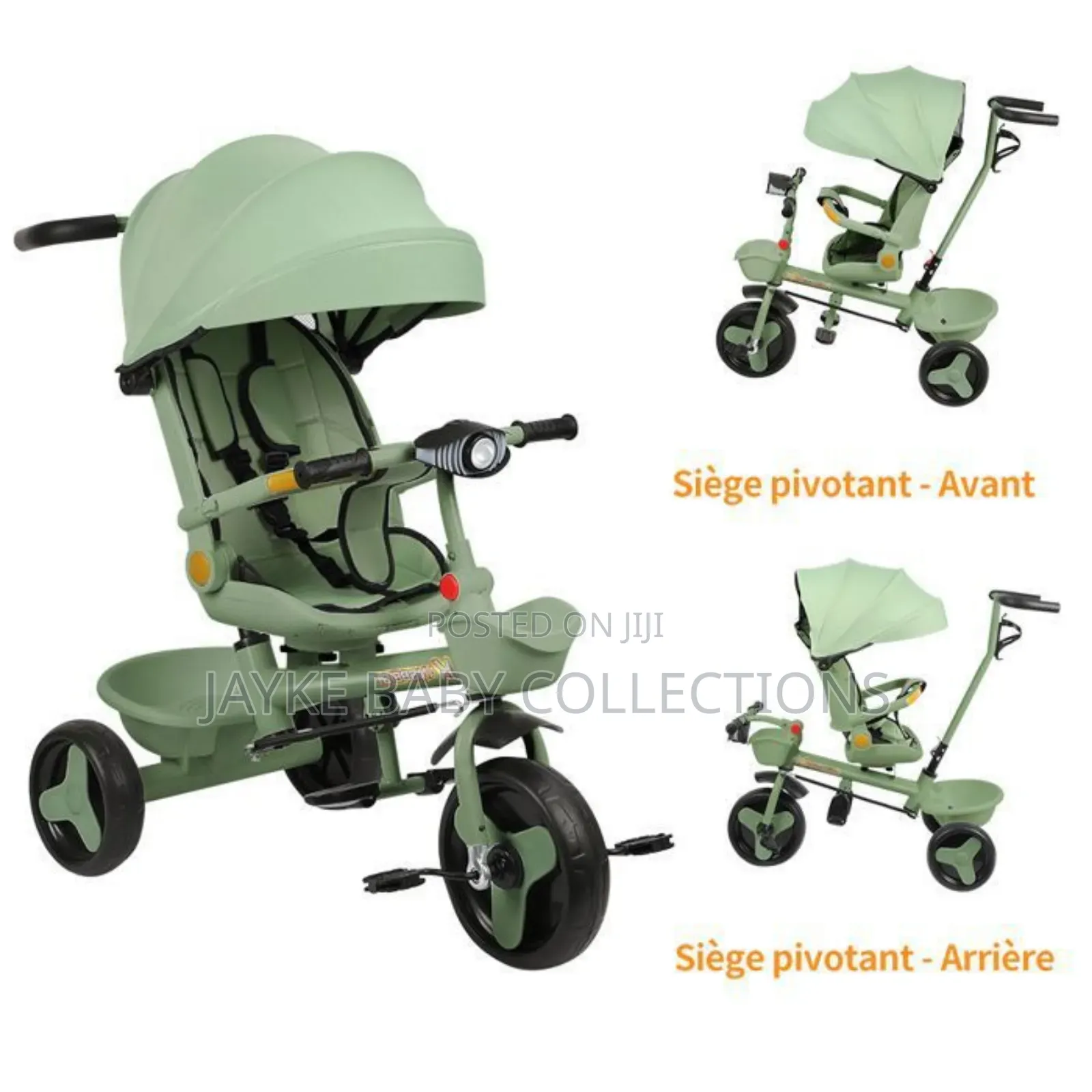 4-in-1 Baby Tricycle With Reversible Seat Canopy