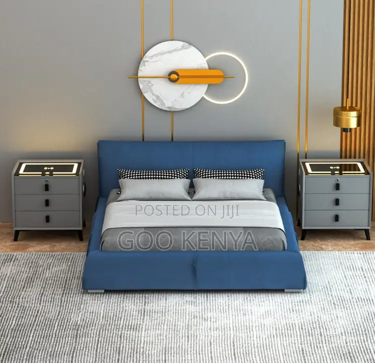 Home Cabinet; Designer Smart Nightstand With Storage Fingerprint