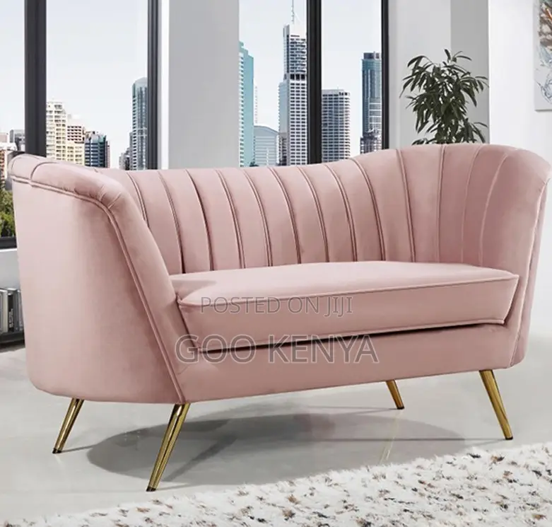 Home Sofa; Modern Pink Velvet 3-Seater Lounge Sofa for Modern Homes