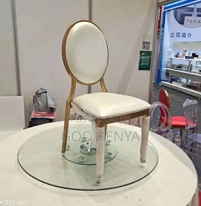 Home Chair; Armless Outdoor Events White Chair With Gold Base for Home