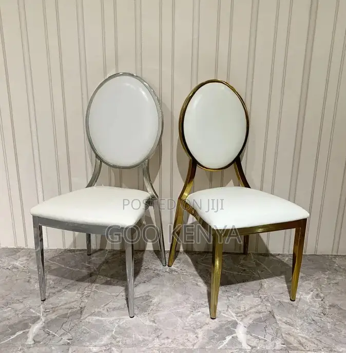 Home Chair; Armless Outdoor Events White Chair With Gold Base for Home