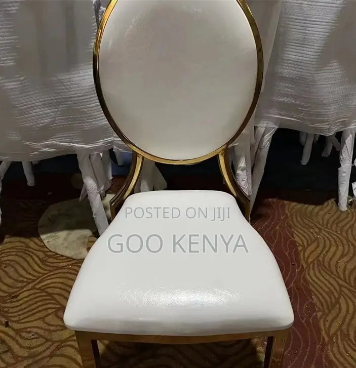 Home Chair; Armless Outdoor Events White Chair With Gold Base for Home