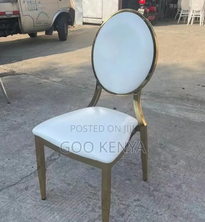 Home Chair; Armless Outdoor Events White Chair With Gold Base for Home