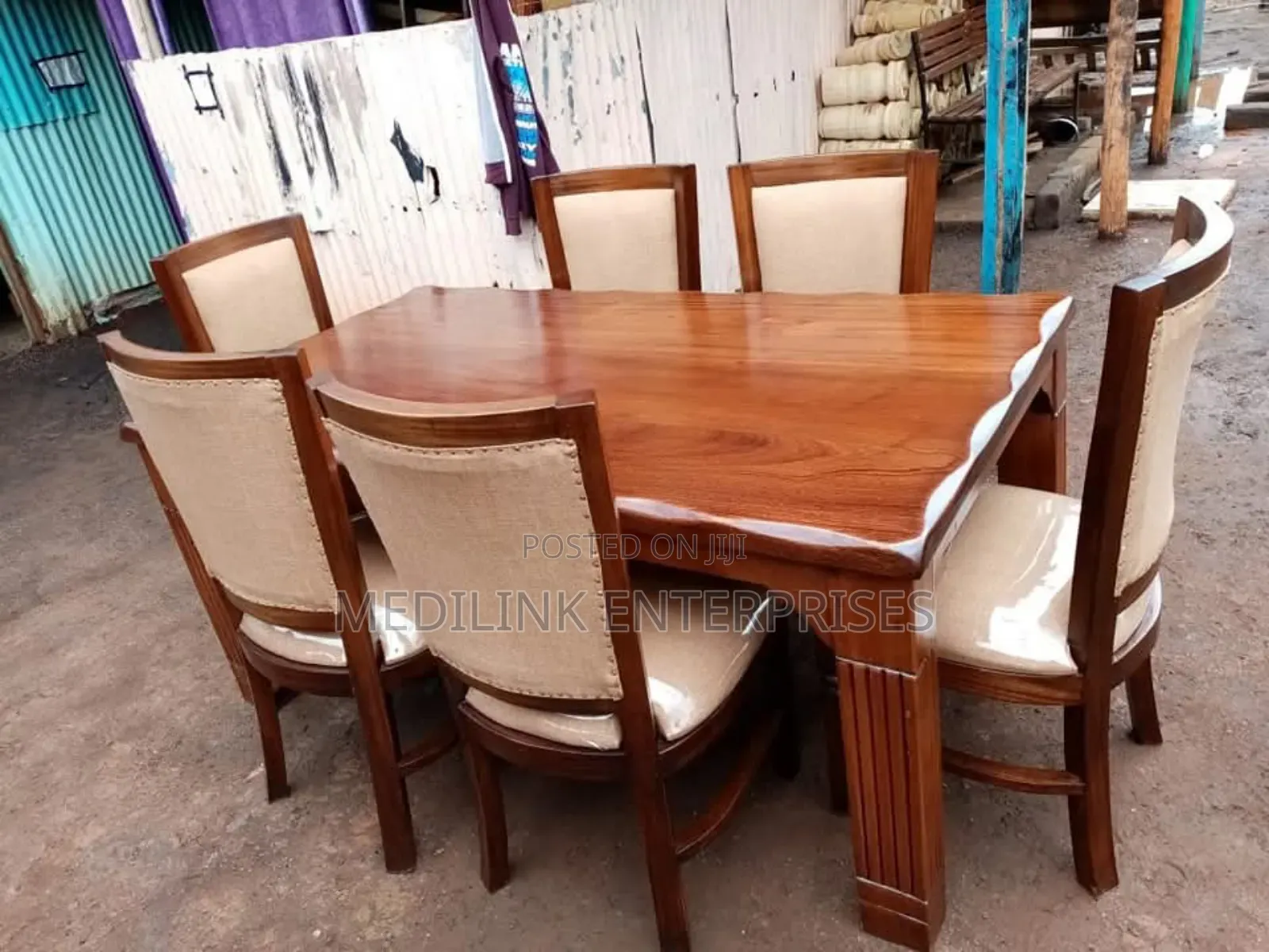 Solid Walnut 6-Seater Dinning Table Set
