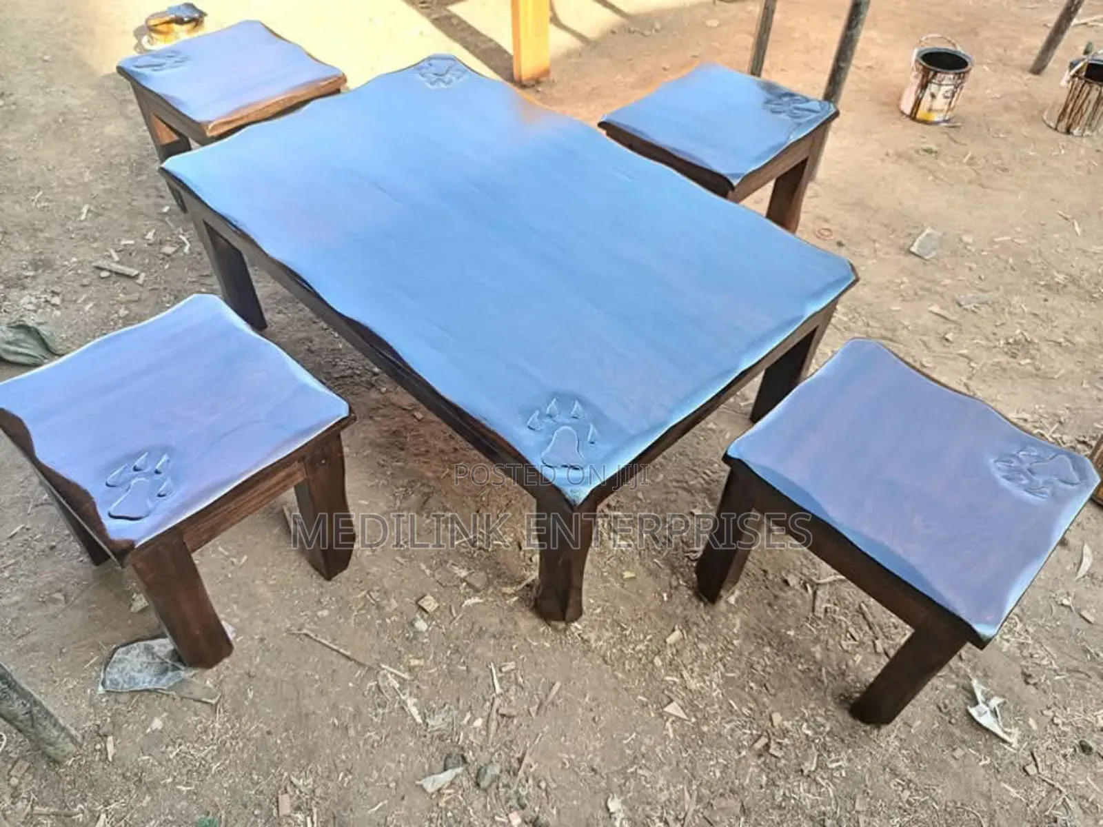 Solid Walnut Coffee Table Set(4-Stools)