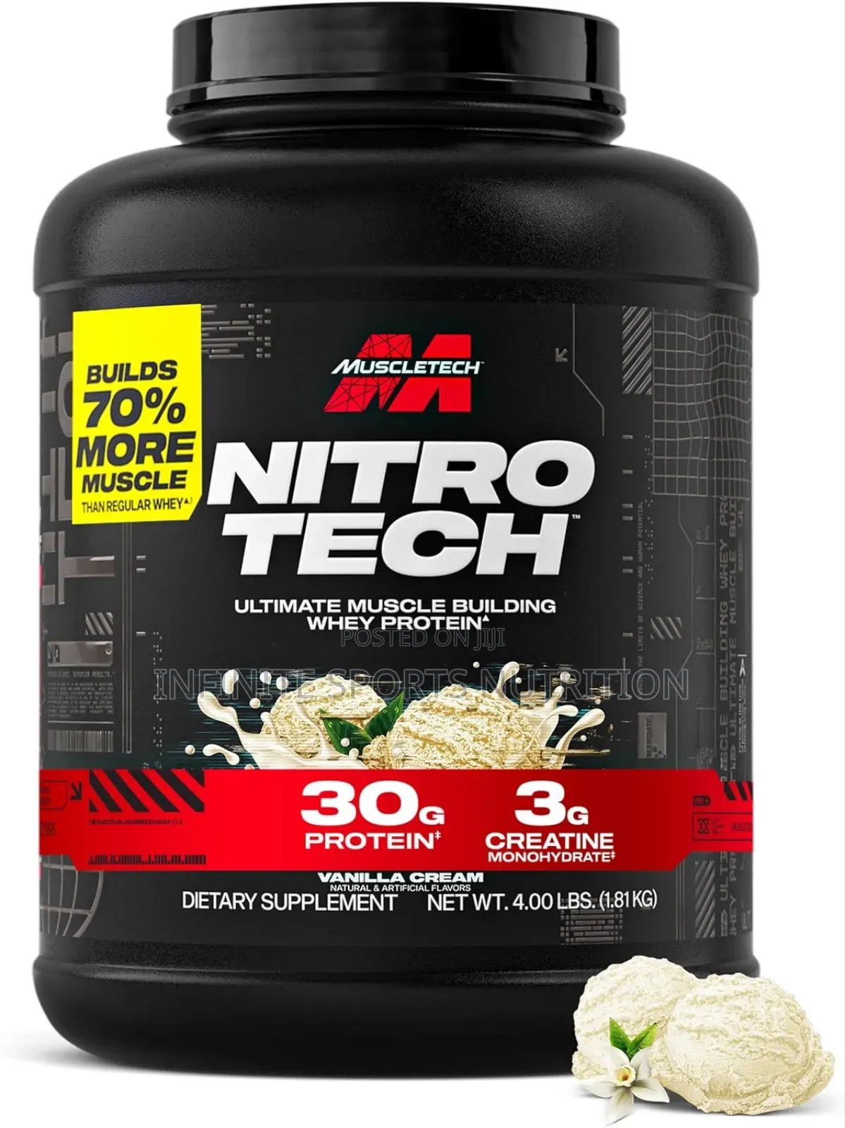 Muscle Tech Nitro Tech Whey Protein4lbs(Whey,Creatine,Bcaas)
