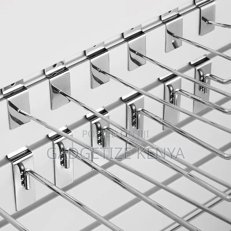 Retail Hanger Display Wall Mount Slatwall Hooks (Silver)