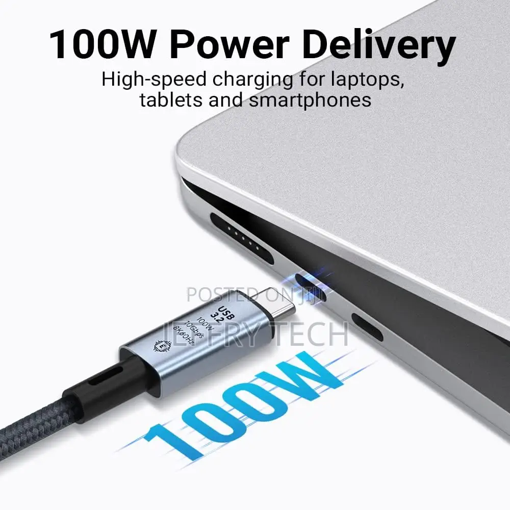 Usb C 3.2 Gen 2 Cable (100w/ 10gbps/ at 60hz), Usb 3.2 Gen 2 Type C 1m