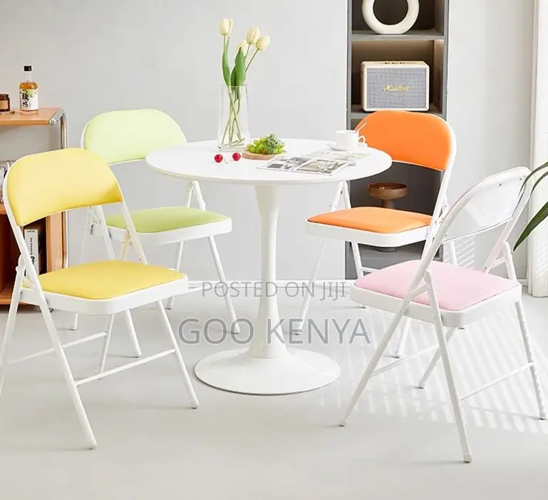 Home Chair; Black Metallic Base Foldable Armless Meeting Chair