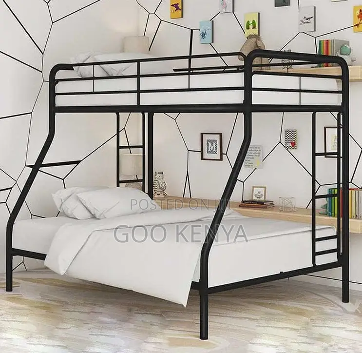 Home Bed; Kids Metal Bunk Beds With Safety Rails and Durable Ladder