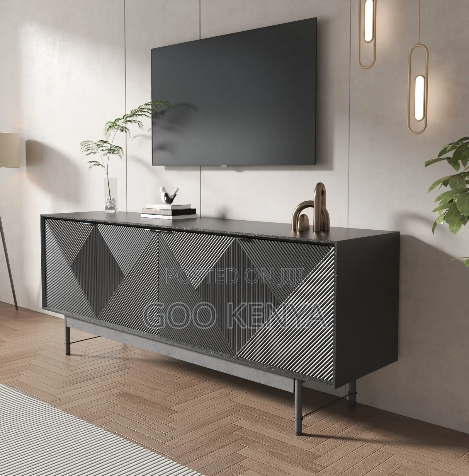 Home Tv Cabinet;High-End Living Room Tv Unit With Modern Line Detail