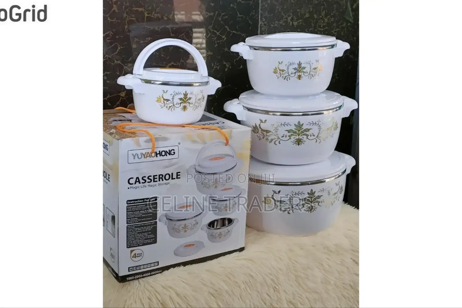 *Set of 4 White Casserole Hotpots
