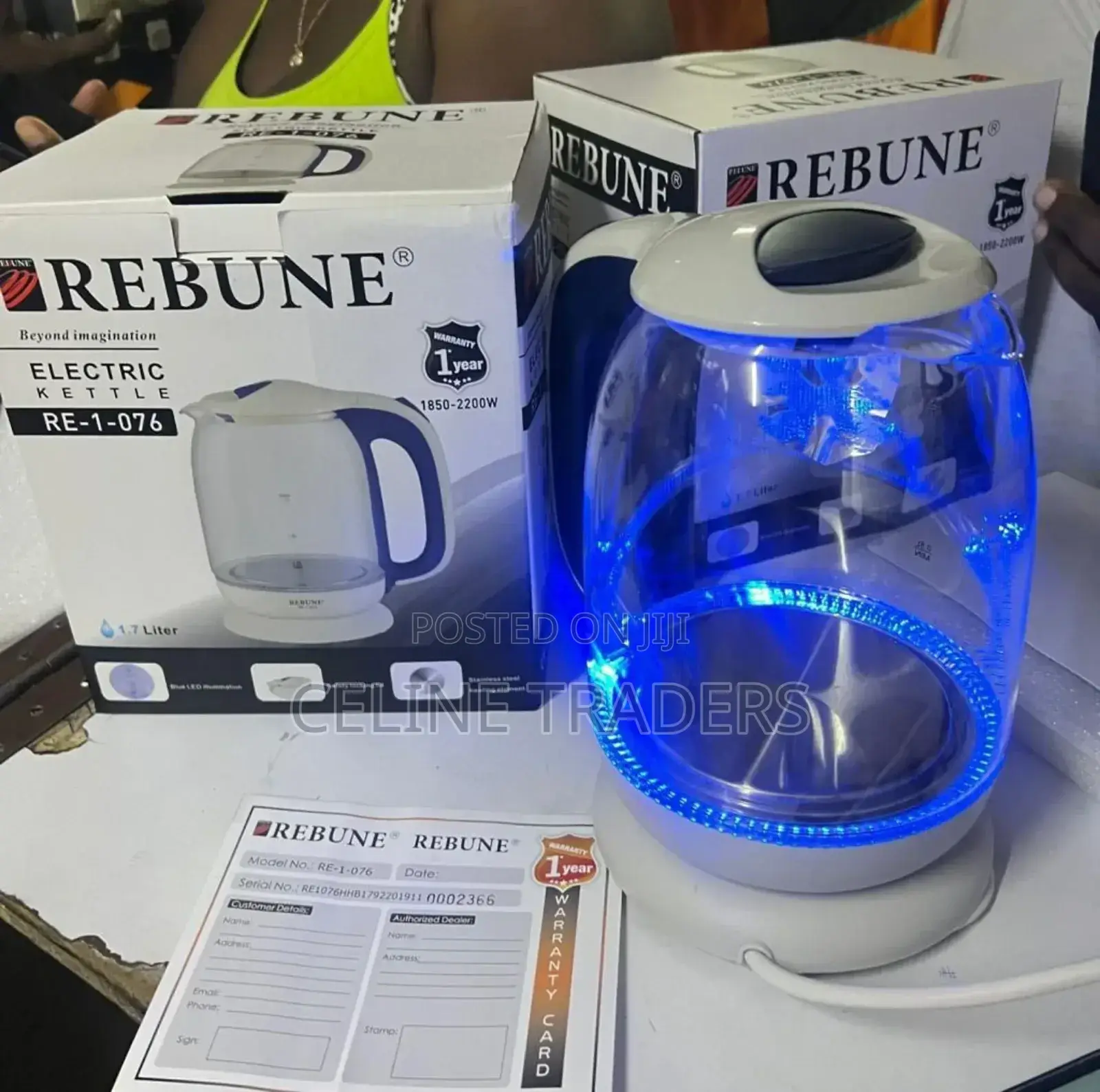 *Rebune 1.7ltrs Glass Kettle