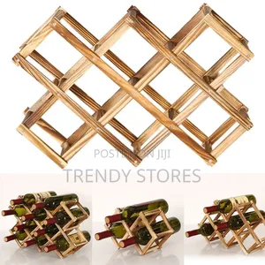 10 Slot Wooden Wine Bottle Rack