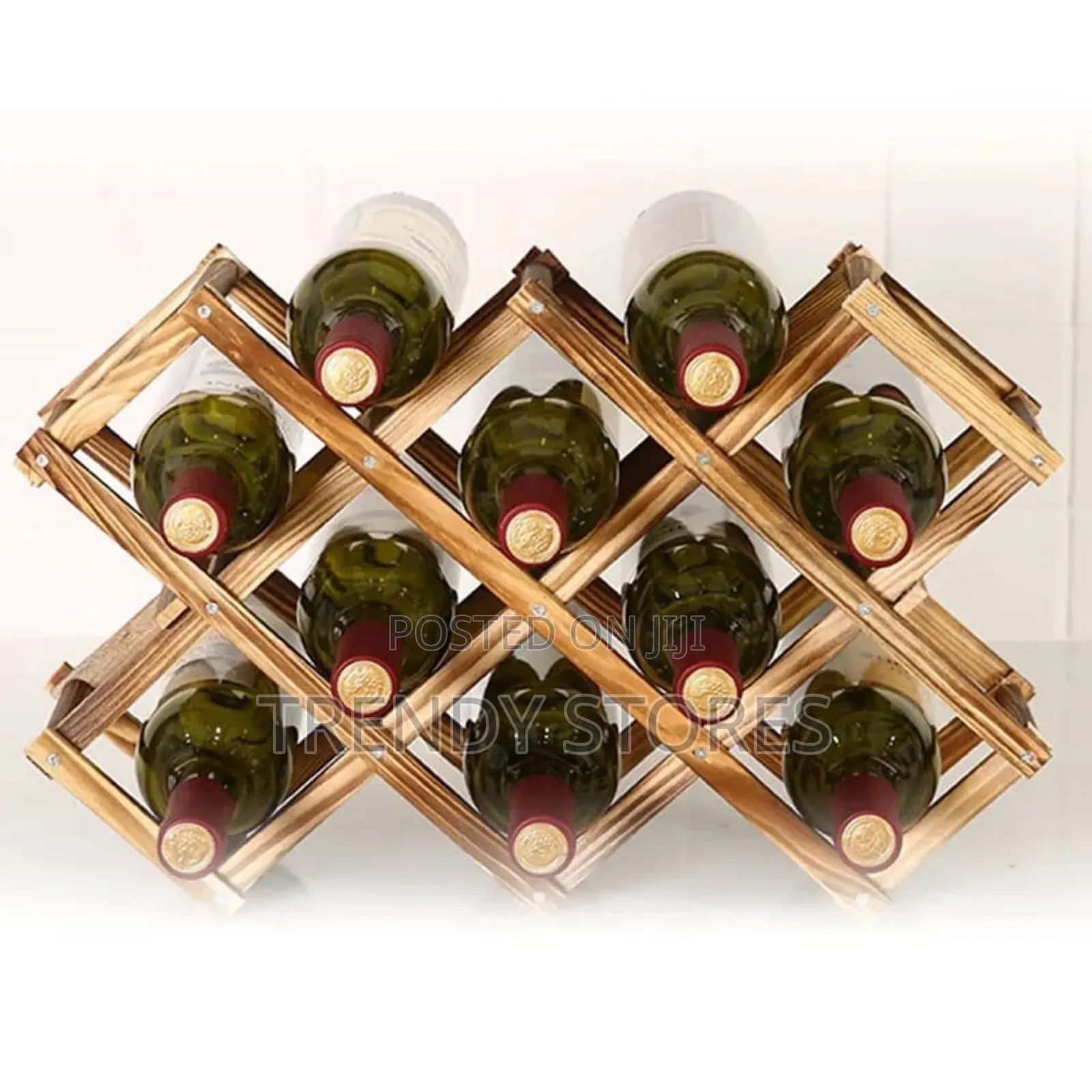 10 Slot Wooden Wine Bottle Rack
