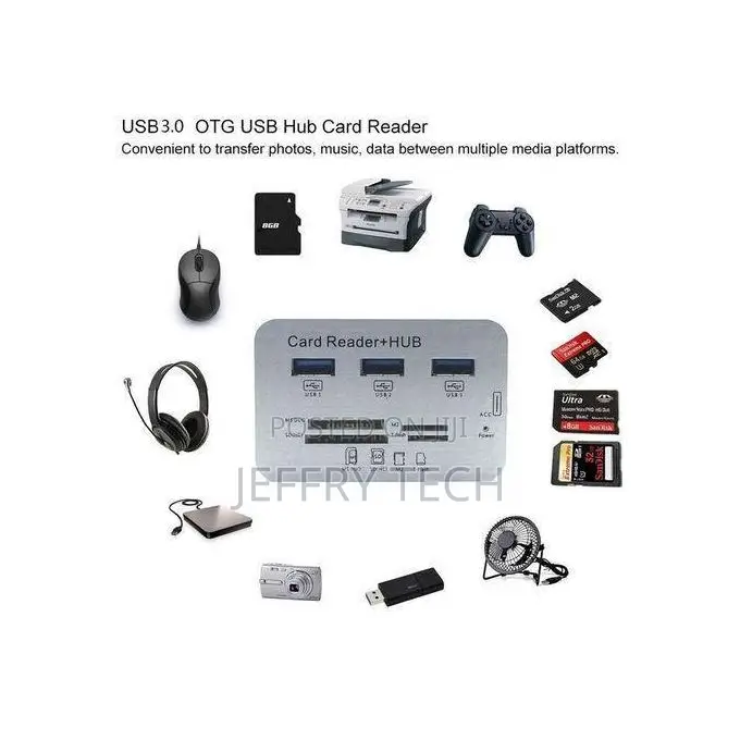 7 in 1 Usb 3.1/3.0 Combo Card Reader Hub, Ultra Fast Speed - White
