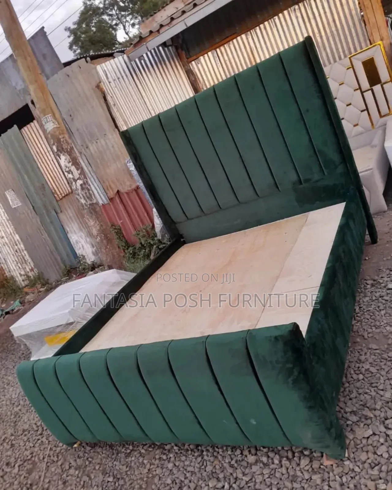 5x6 Emerald Fabric Panel Bed