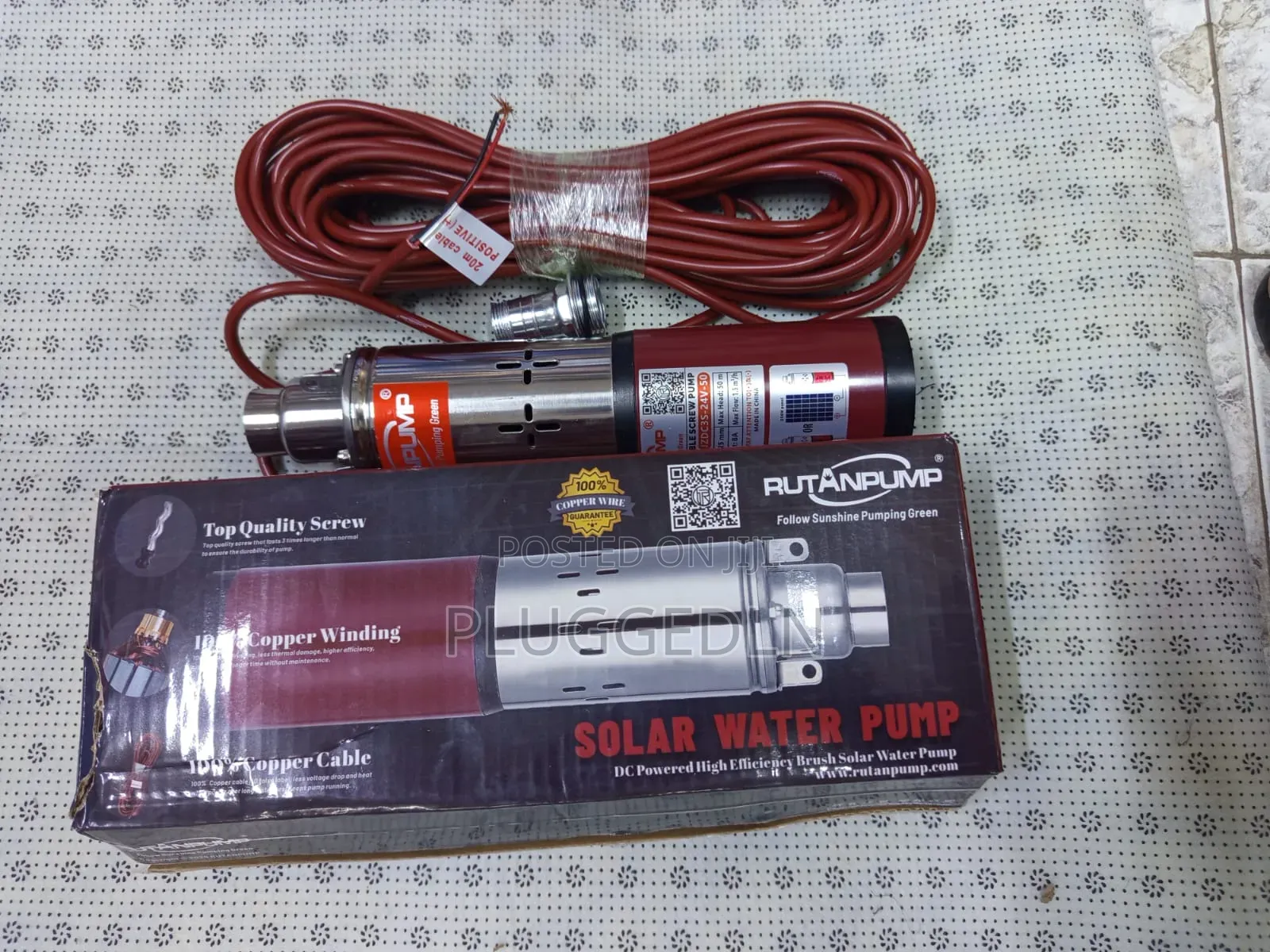 Rutanpump Solar 50m 250w Submersible Solar Water Pump.