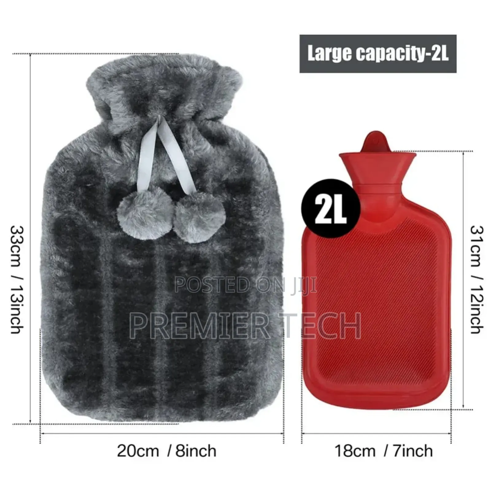 Fluffy Fabric Covered 2 Litre Hot Water Bottle Bag