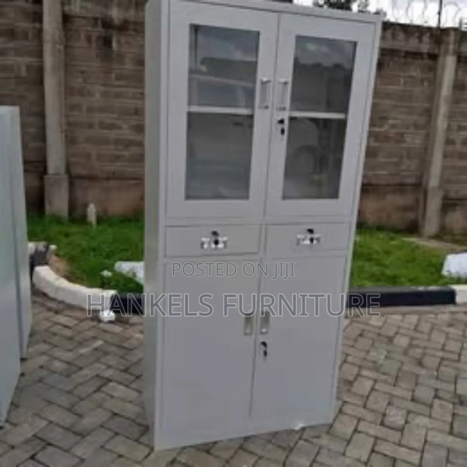 Metal Half-Glass Office Cabinet – Durable Professional