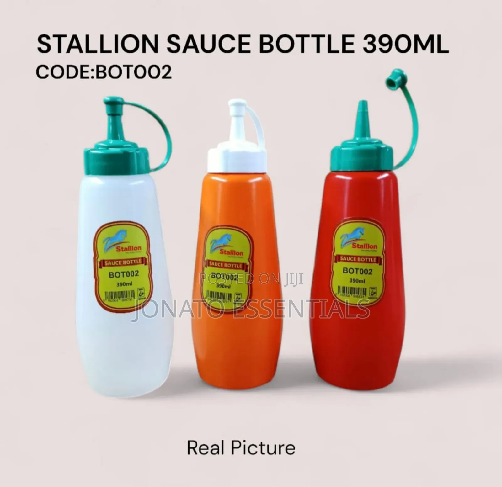 3 Piece 390ml Sauce Bottle, Tomato and Chilli Sauce Bottle