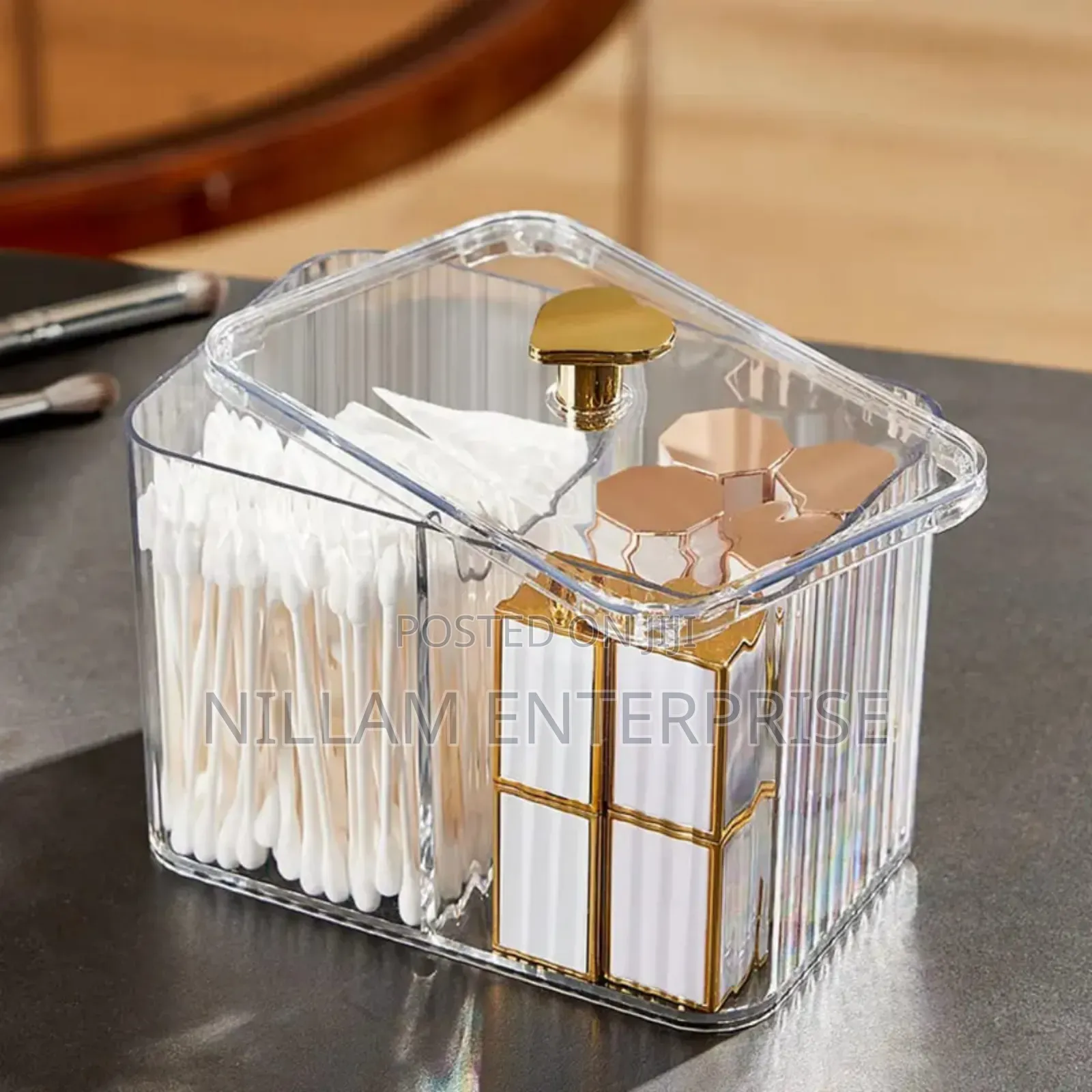 *3-Compartment Clear Acrylic Earbud/Multipurpose Organizer*