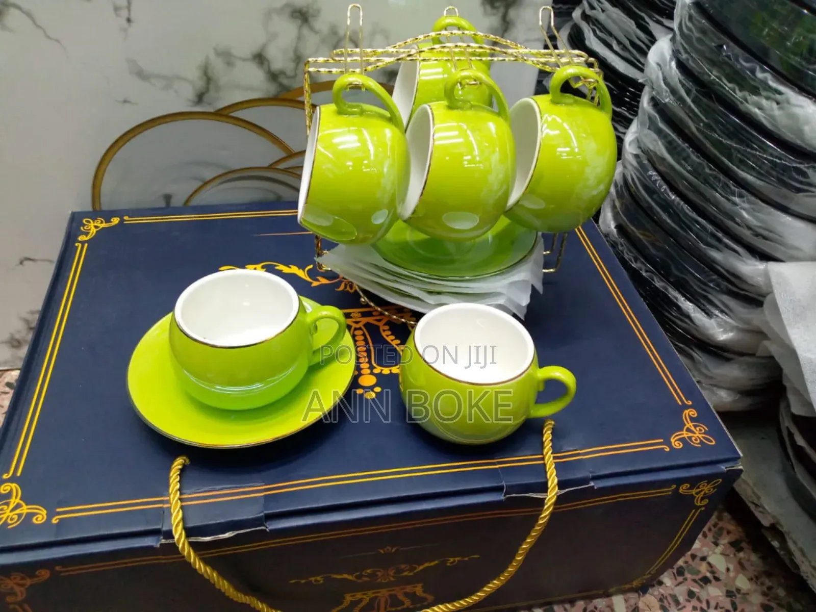 Porcelain Cup Saucer Set With Gold Rim